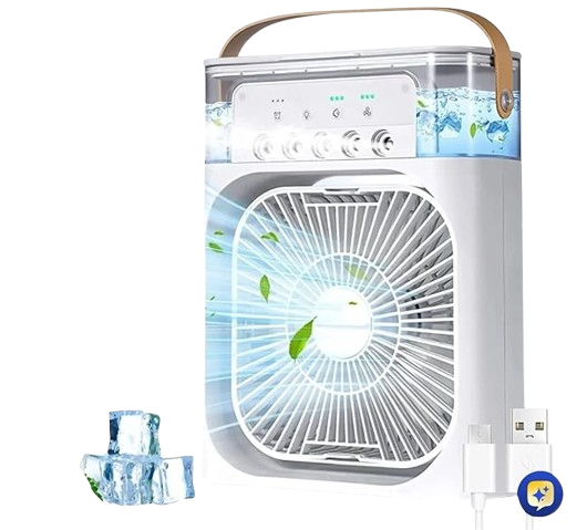 Portable-Air-Conditioner-Small Personal-Air-cooler-Usb-Power-Mini-Desktop-Cooling-Misting-fan-1/2/3-Timer-With-speed-180-Adjustable-Tap-For-Office-Room-Desk-Water-Tank-Home-Kitchen